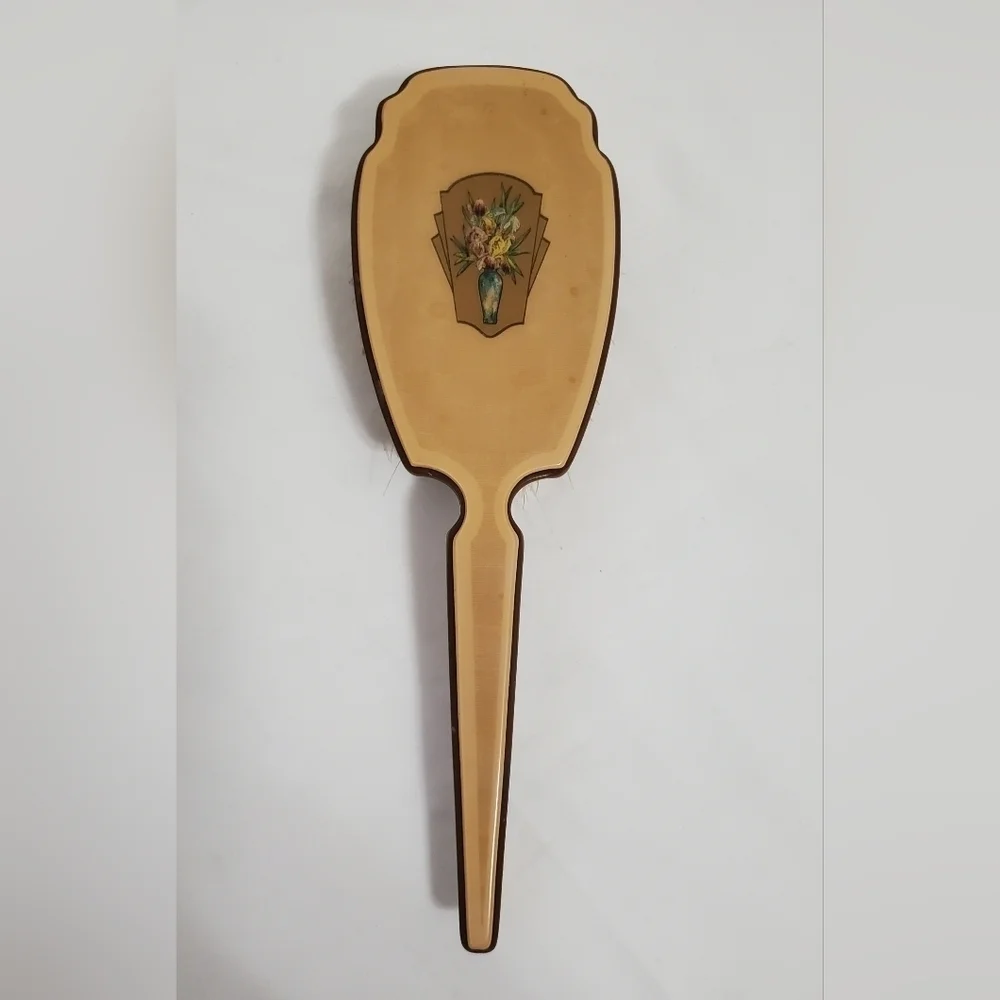 Vintage DuPont Lucite Vanity Set Mirror Brush Comb Floral Art Deco Boudoir - Picture 10 of 16